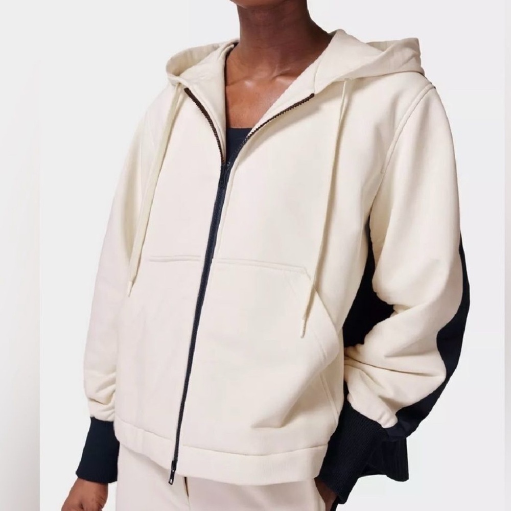 Sweaty Betty Cream and Black Hoodie Jacket
